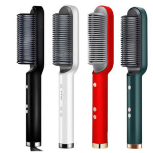 HQT-909B Electric Hair Straightening & Curling Comb/Brush - Dual-Purpose Professional Hair Styler, Non-Damaging Splint, | 2 in 1 Hair Straightener | ( Random Color )