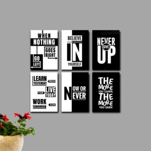 Set of 6 wooden canvas frames motivational quotes Size 8x11 inch