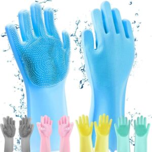 (NW00068) Silicone Washing Full Finger Gloves - For Home (Random Colors)