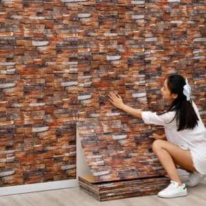 (1piece )brown 3d Wall Stickers Faux Brick White Brick | Bedroom Home Decor Waterproof Self Adhesive Living Room Wallpaper
