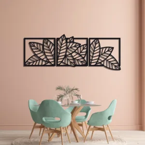 3D wooden 3 Piece Long Leaf Panels | Wall Hanging wooden Art | Wall art I Wall art for room decoration