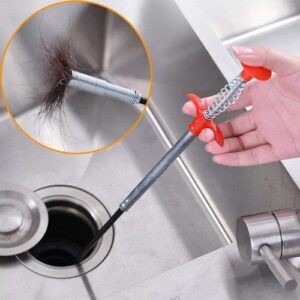 Stainless Steel Hair Catching Drain Cleaning Wire Spring [90cm]  Sink Cleaning Stick