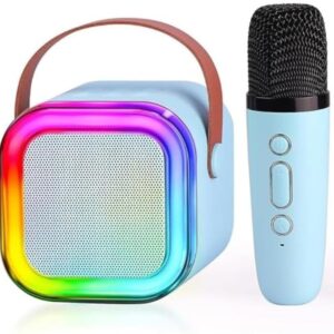 K12 Wireless Audio Microphone Bluetooth Speaker Portable Stereo Speaker Bluetooth Speaker Karaoke Speaker with double Mic (random color)