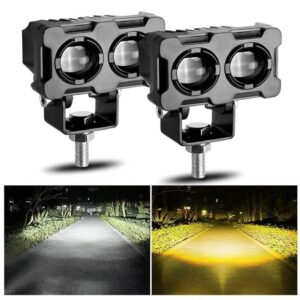 Motorcycle Robot Dual Colour LED Work & Driving Lights – 5000K–6500K Two-Color External Headlights / Fog Lamp