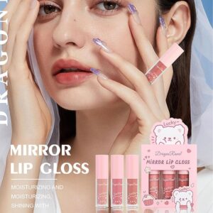3 PC Mirror Lip Gloss Tinted Lip Balm Lip Oil Hydrating Non-Sticky Lip Glow Oil Lip Plumper Mirror Gloss Lip Stain (Random Shades)
