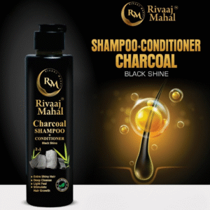 Rivaaj Mahal Charcoal Shampoo + Conditioner – Black Shine Formula for Deep Clean & Smooth Finish 200ml