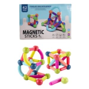 42PCS Magnetic Toys Building Blocks Set – STEM Magnet Balls and Rods Construction Kit for Kids – Educational Stacking Toy for Toddlers & Preschool Learning – Colorful Magnetic Building Sticks for Boys & Girls