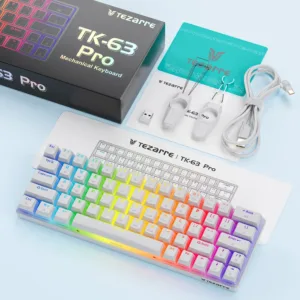 Tezarre TK-63 PRO RGB Wireless Mechanical RGB Gaming Keyboard RGB Backlight Mini Office Keyboard for Windows Laptop PC Gamer