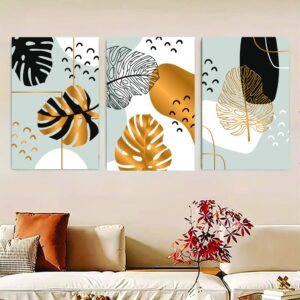 Set Of 3 Flower Sticky Canvas Phototiles Frame For Wall, Home Decor