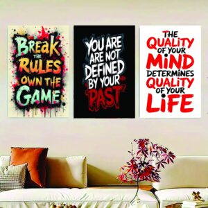 Set Of 3 Motivational Sticky Canvas Frames For Wall Decore / Sticky Phototiles