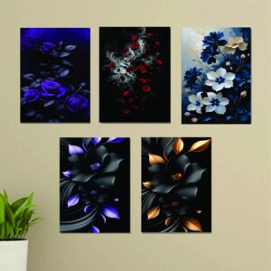 Set Of 3 Flower Sticky Canvas Phototiles Frame For Wall, Home Decor
