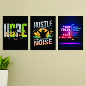 Set Of 3 Motivational Sticky Canvas Frames For Wall Decore / Sticky Phototiles
