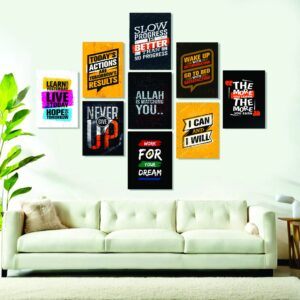 Set Of 9 Motivational Sticky Canvas Frames For Wall Decore / Sticky Phototiles