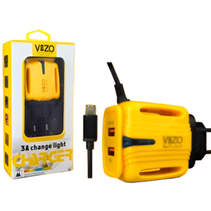 3A Light Change Charger with 2 USB Ports & Built-in Micro USB Cable | Best Quality Charger For Android | Vizo 3A Charger 