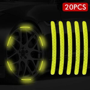 (20pcs) Wheel center reflective stickers Stripe | wheel hub sticker for Car, bicycle, motorcycle | car warning sticker (Random colors)