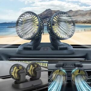 12v Car Dashboard cooling fan, dual head fan 360 degree rotation Fan for Cars