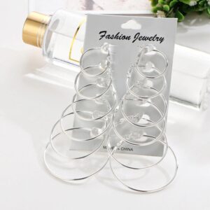 Plain Hoops, Pack Of 6 - Silver
