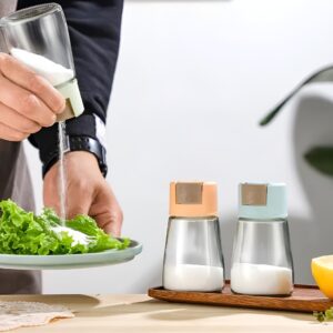 Sealed Seasoning quantitative Bottle salt pepper condiment Dispenser Glass Spice Jar | Salt Control Bottle Press - 180ml (random color)