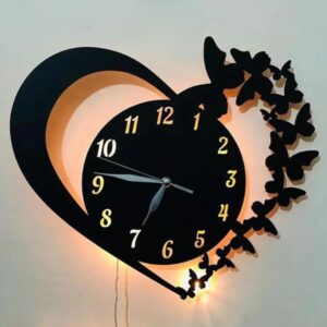 3d wall clock with light Wooden Wall Clock