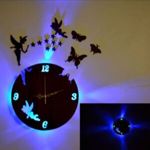 3d wall clock with light Wooden Clock With Light And Premium Design