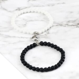 Pack of 2  Beads Black And White Couple Bracelet