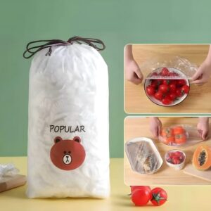 100pcs Disposable Plastic Wrap Covers, Elastic & Tight, Food-Grade Fresh-Keeping, Dust & Insect-Proof, Kitchen Accessories - Disposable Food Wrap