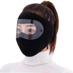 Windproof Anti Dust Full Face Masks Cycling Ski Breathable Masks Eye HD Anti Fog Goggles Hood Cover Winter Warm Hat Caps (Random Color)