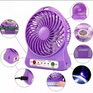 Portable Mini USB Fan Rechargeable Battery | 3-Level Speed Adjustable Electric Cooling Desktop Fan (Random Colors)