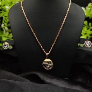 Imported Timeless Elegance Gold Pendant Necklace Set with Radiant Crystals | Girls & Women Fashion