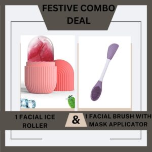 Combo Deal | Ice Roller Facial Massage | Silicone Cleansing Ice Lattice + Silicone Face Mask Brush Applicator (Random color)