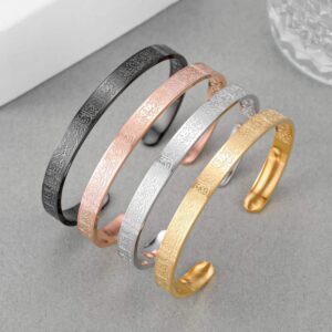 Ayat-ul-Kursi Bangle – Elegant Islamic Bracelet in Black, Golden & Silver (Double Polish Finish)