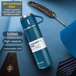 1 Cup Vaccume Insulated Water Bottle | New Creative Gift Box Set Vacuum Cup Set 500ml 304 Stainless Steel Thermos (Random Color)