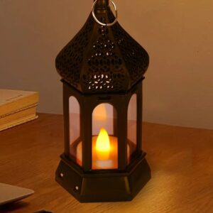 Antique Black candle lamp Atmosphere Decoration Creative Gift Hexagonal Wind Lamp Candle Lamp Led Wind Lamp Portable Small Horse Lamp