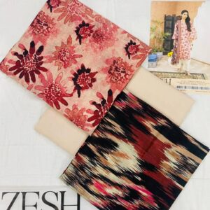 ✨ ZESH   ✨ 3 PieceUnstitched Suit ZESH SUMMAER LAWN COLLECTION 2025