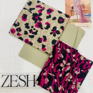 ✨ ZESH   ✨ 3 PieceUnstitched Suit ZESH SUMMAER LAWN COLLECTION 2025