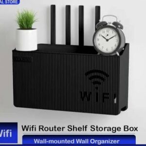 WiFi Router Shelf & Cable Organizer – Wall-Mount ABS Plastic Storage Box for Routers, Power Strips & Cables (Random Colors)