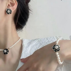 Elegant Flower Design Pearl Stone Set  / Necklace/ Earrings /Braclet   For Women Jewelry