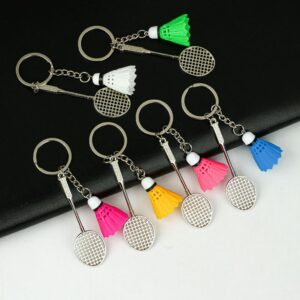 01 PCs Metal Badminton Racket & Ball Keychain – Stylish Keyring Gift for Girls’ Bags & Boys | Random Color Key-Chain