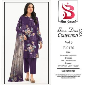 ✨ BINSAEED❤️  Bana Dora 3piece Unstitched Suit SUMMAER LAWN COLLECTION