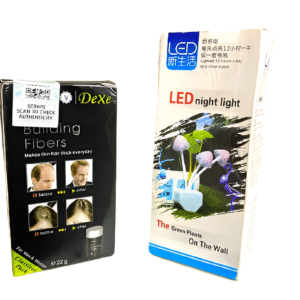 14 august deal pack of 2 - Black Hair Dexe Hair Building Fibers 22g & Mushroom Led Night Light