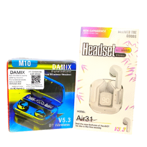 Deal pack of 2 - M10 Bluetooth Earbuds Damix & Air 31 Earbuds with silicone pouch (Random color)