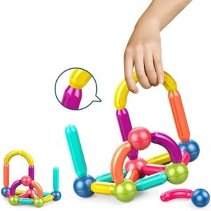 Magnetic Rods Toy 52 Pieces Magnetic Stick Building Blocks Magnetic Blocks for kids DIY Magnetics Sticks Blocks Montessori Toys