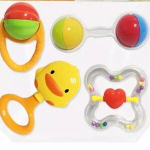 My Baby Rattles Set (04 Pcs) Newborn Hand Bells Baby Toys 0-12 Months ( Random Color )