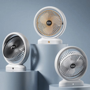Desktop Fan Rechargeable, Mini Table Fan, Powerful Electric Fan with  Adjustable Wind Speeds, Portable USB Fan for Home Office and Outdoors | Three-Speed Mini Desktop Fan with Colorful LED Lights – USB & Battery Powered - Random Color 