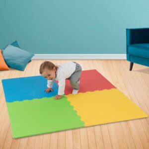 4 PCS MultiColor Puzzle Playmat for Kids – Soft Interlocking Foam Floor Mats for Play Area, Baby Crawling, and Toddler Safety – Colorful EVA Foam Tiles for Indoor Playroom or Nursery Flooring 2ftx2ft 9mm