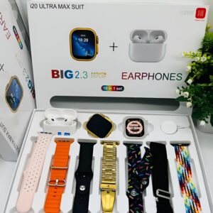 i20 Ultra MAX Smart Watch | Premium Quality | 2.3 '' Big Display Screen | Airpods & 7 Straps in Box | 10 in 1 (Random color)