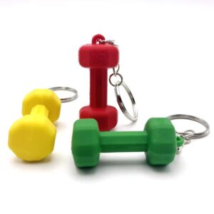 01 PCs Dumbbell Keychain Pendant PVC Barbell Men Car Key Chain Creative Sport Fitness Club Commemorative Small Gift | Key-Chain For Boys & Men's ( Random Color )
