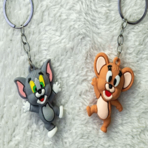 Pack of 2 Tom & Jerry Cartoon Keychains – High Quality Silicone Rubber | Fun Bag & Key Ring - Key-Chain For Kids - Cartoon Keychain ( Random Design ) 