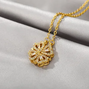 golden 4 in 1 Magnetic Heart Lover Necklace