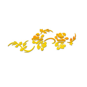 Wooden Wall Art Sticker Modern Flower Vine Pattern (Golden)